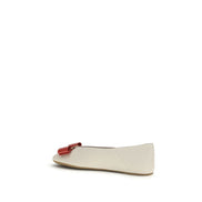 Ballerine Ferragamo in pelle di vitello bianca Bos Taurus
