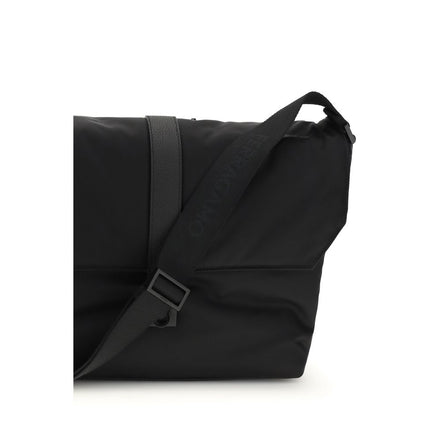 Borsa a Spalla Ferragamo in Nylon Nero