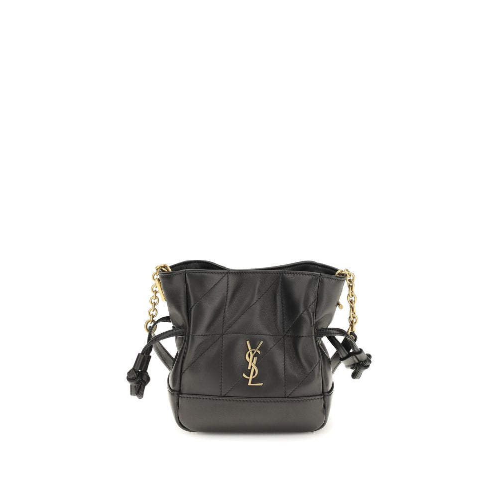 Pochette Saint Laurent noire en cuir d'agneau Ovis Aries Aries