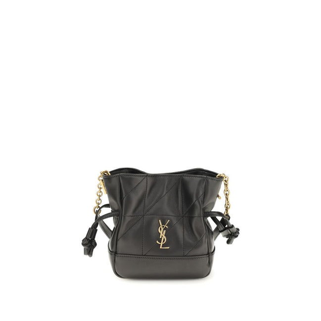 Pochette Saint Laurent noire en cuir d'agneau Ovis Aries Aries