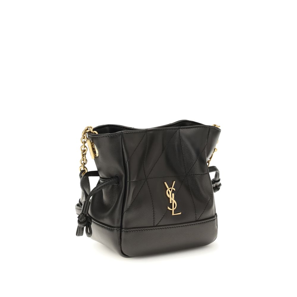 Pochette Saint Laurent noire en cuir d'agneau Ovis Aries Aries