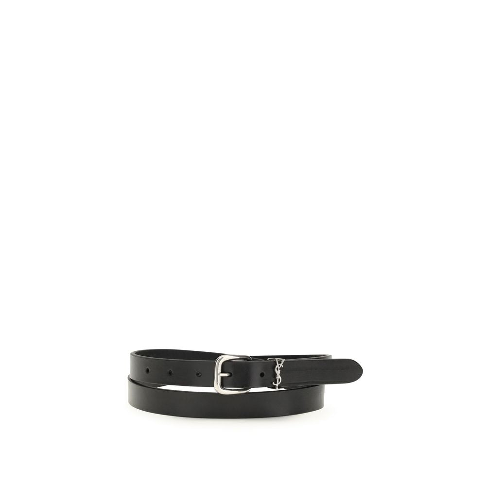 Ceinture Saint Laurent noire en coton régulier