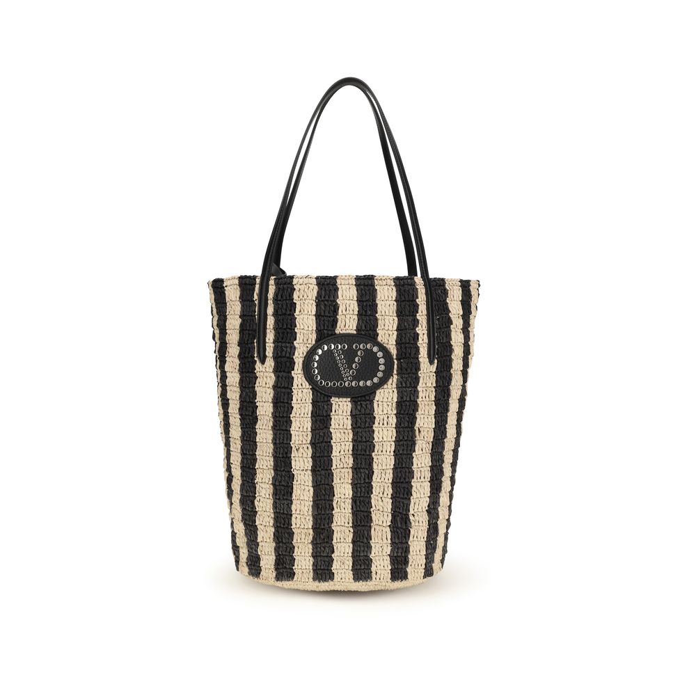 Valentino Garavani Black Raffia Bucket Bag