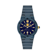 Montre habillée Versace bleue en acier inoxydable