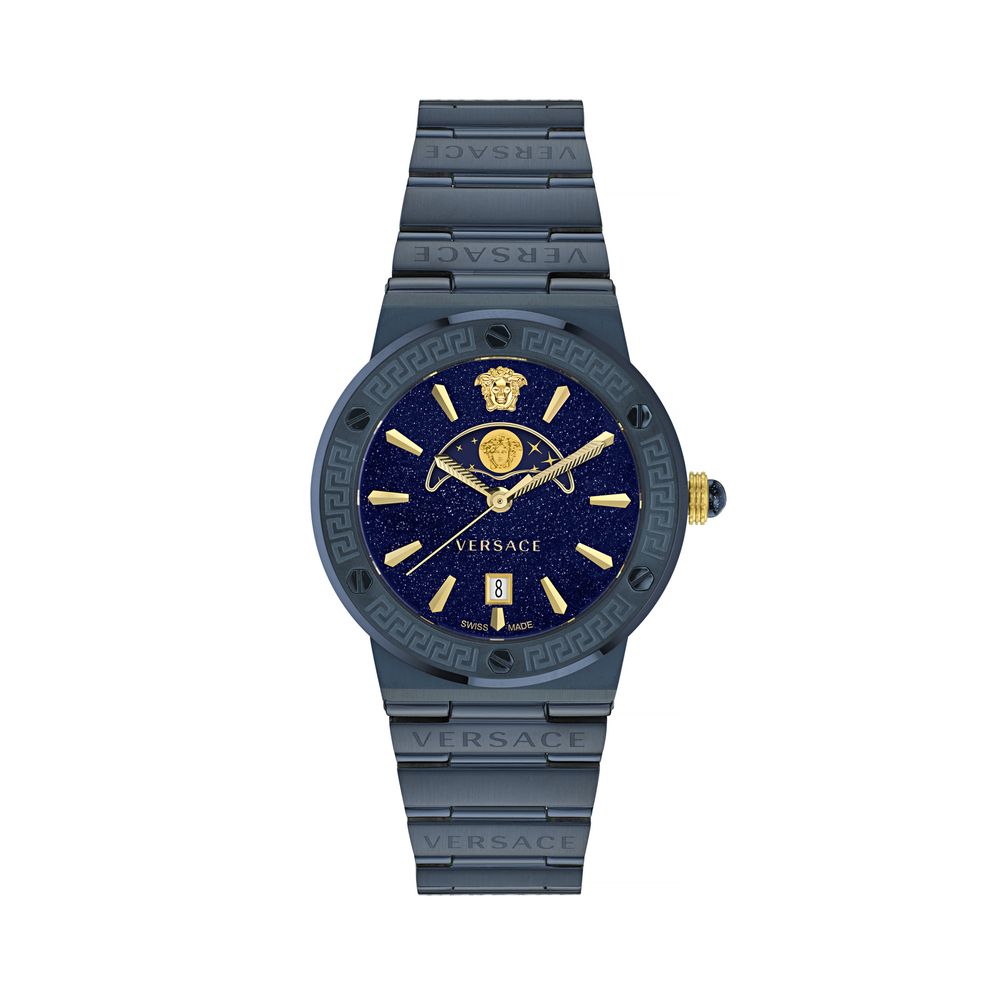 Montre habillée Versace bleue en acier inoxydable
