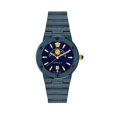 Montre habillée Versace bleue en acier inoxydable