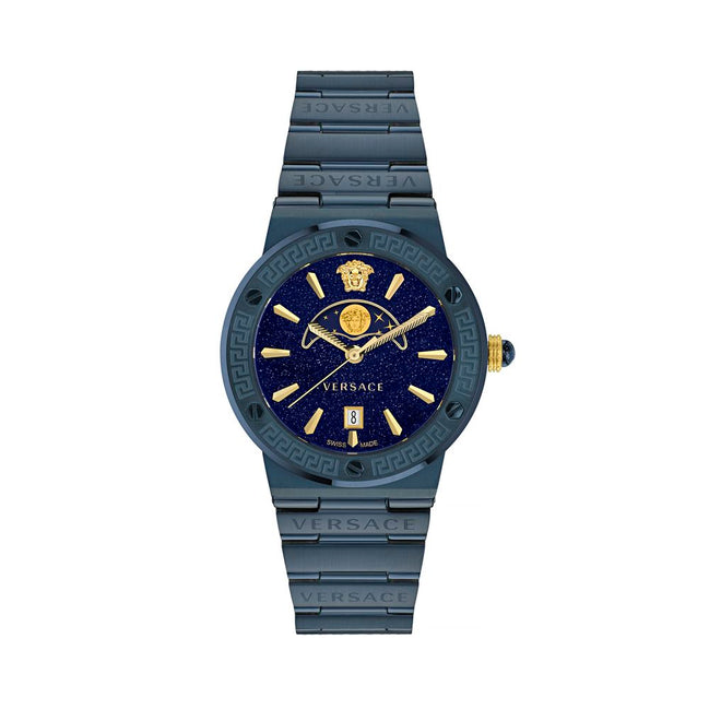 Montre habillée Versace bleue en acier inoxydable
