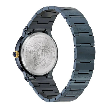 Montre habillée Versace bleue en acier inoxydable