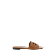Dolce & Gabbana Brown Calf Leather Flat Sandals