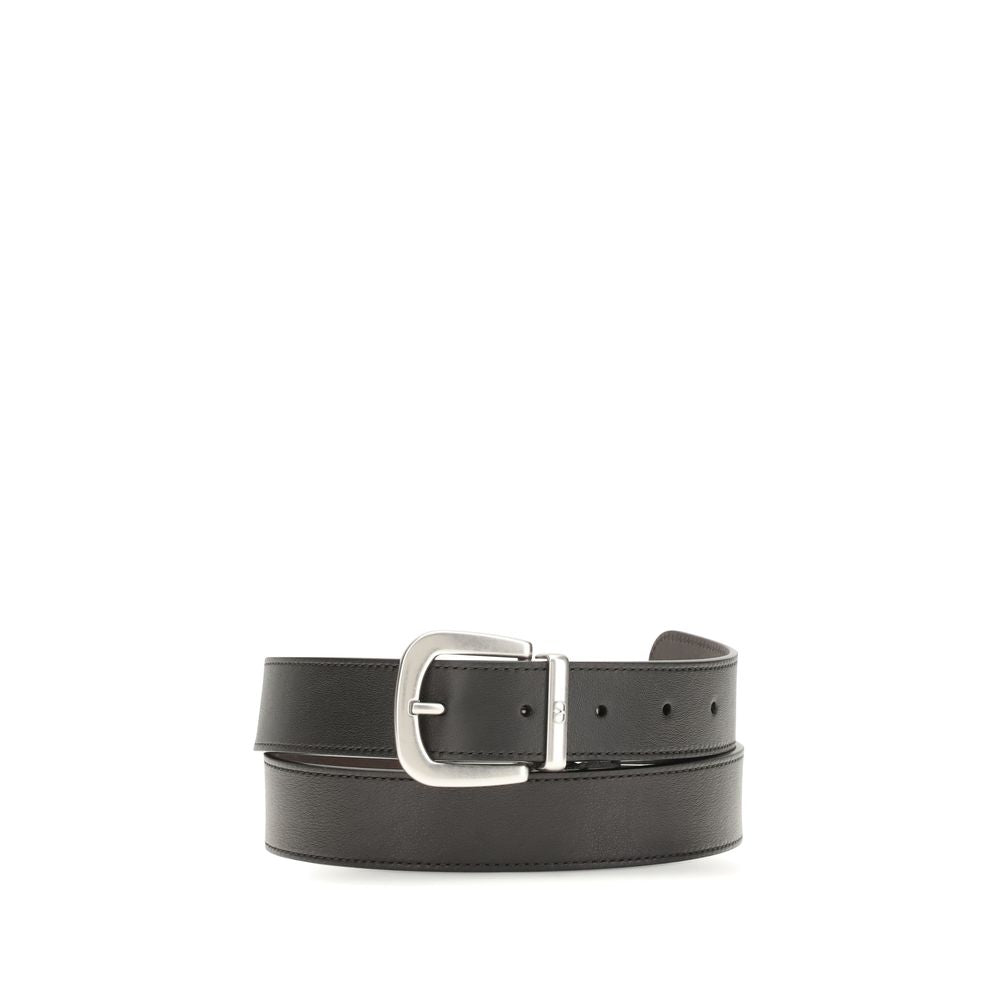 Valentino Garavani Black Reversible V-Logo Belt