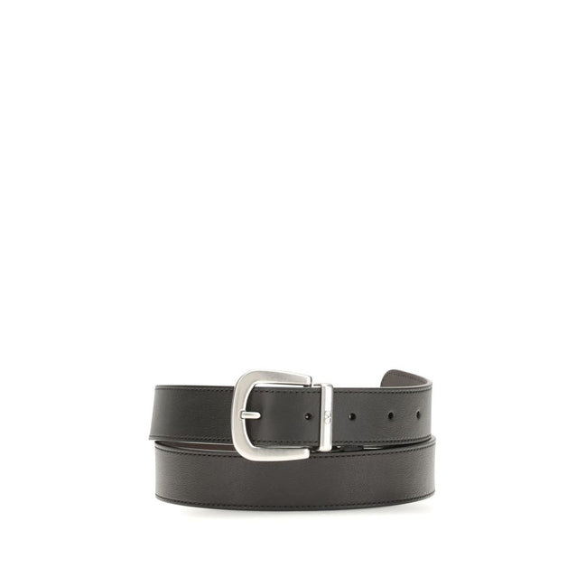 Valentino Garavani Black Reversible V-Logo Belt