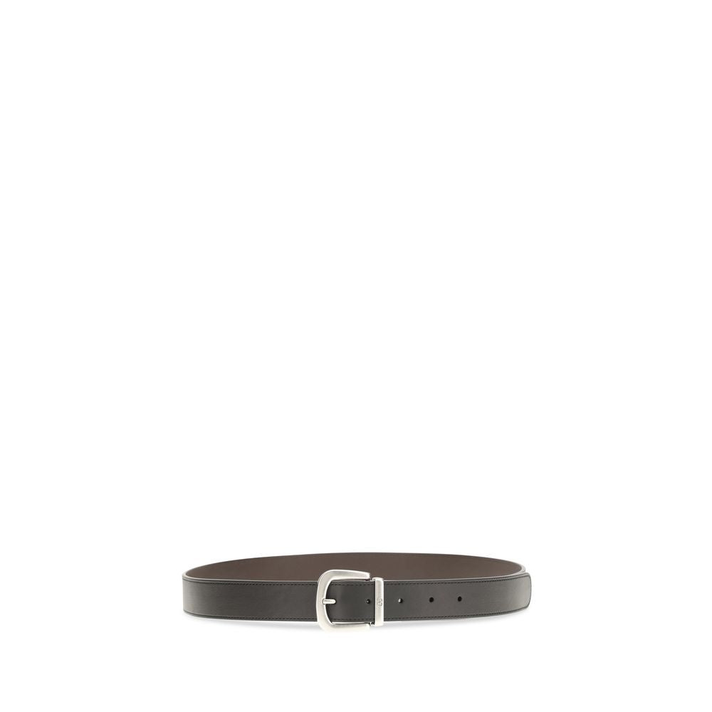 Valentino Garavani Black Reversible V-Logo Belt
