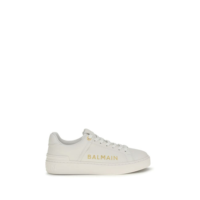 Balmain White Calf Leather Low Top Sneakers