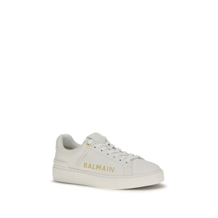 Balmain White Calf Leather Low Top Sneakers
