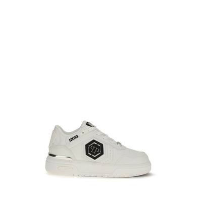 Philipp Plein Sneakers Atletiche Bos Taurus in Pelle di Vitello Bianca