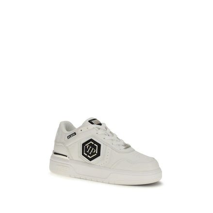 Philipp Plein Sneakers Atletiche Bos Taurus in Pelle di Vitello Bianca