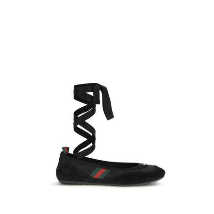Ballerines en tissu noir Gucci