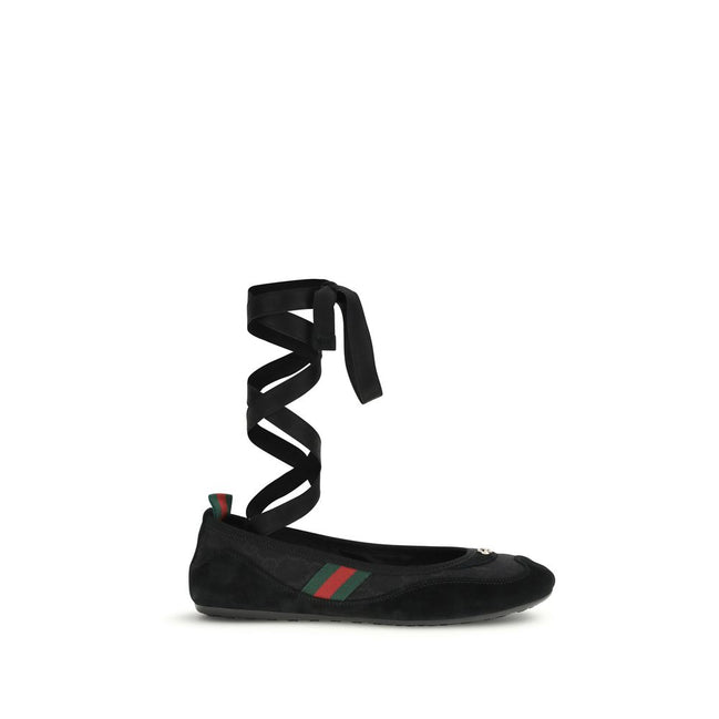 Ballerines en tissu noir Gucci