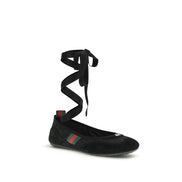 Ballerines en tissu noir Gucci
