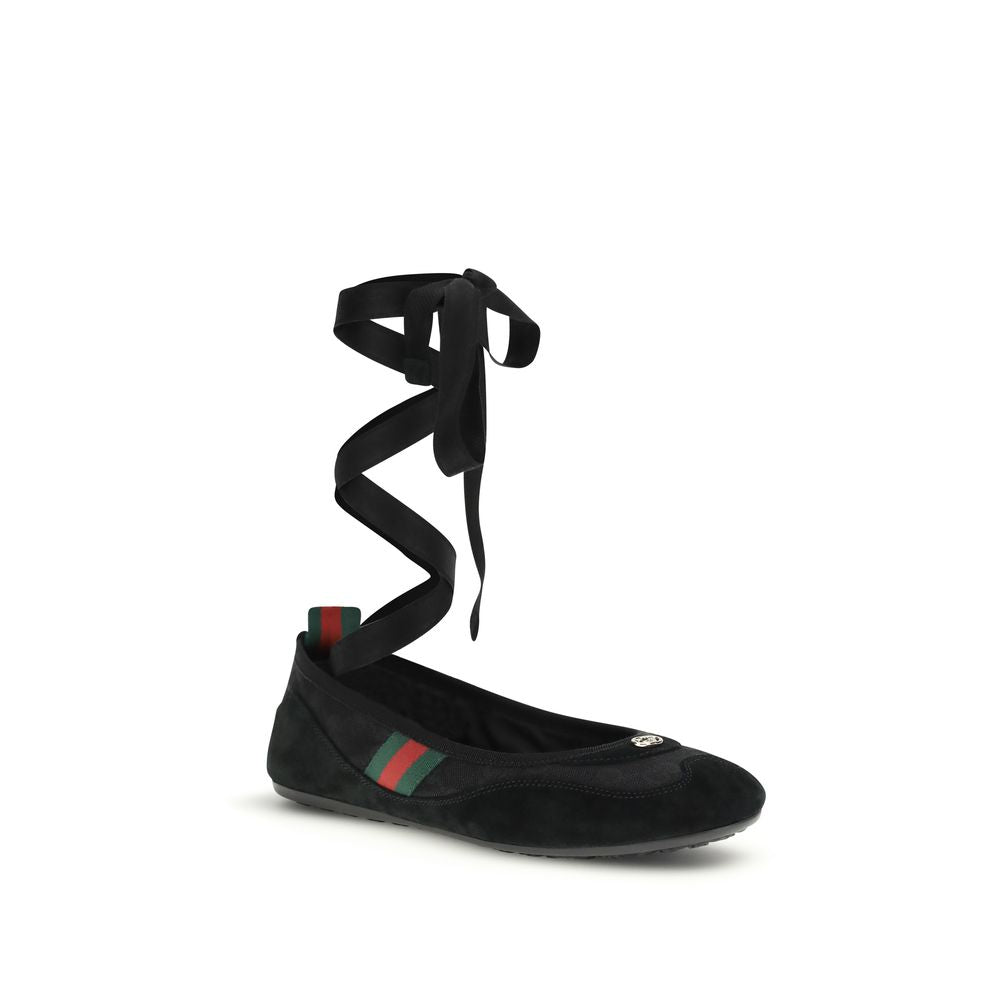 Ballerines en tissu noir Gucci