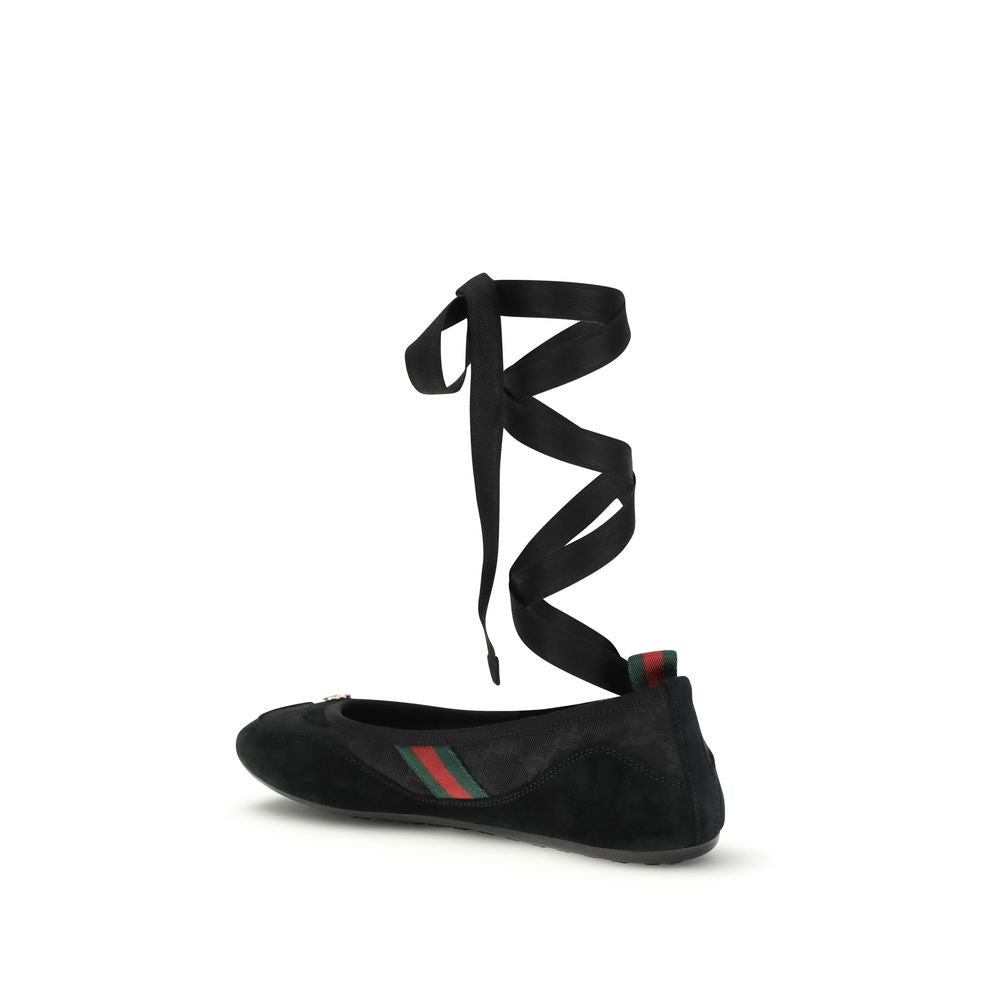 Ballerines en tissu noir Gucci