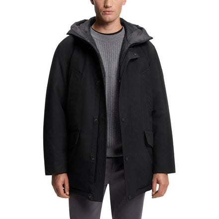 Veste longue Hugo Boss noire en polyester