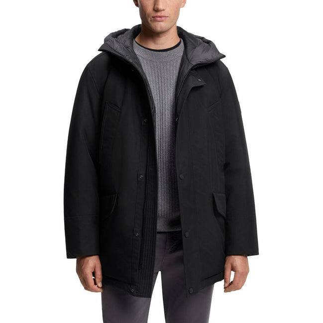 Veste longue Hugo Boss noire en polyester
