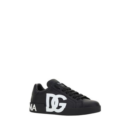 Dolce & Gabbana Black Calf Leather Low Top Sneakers