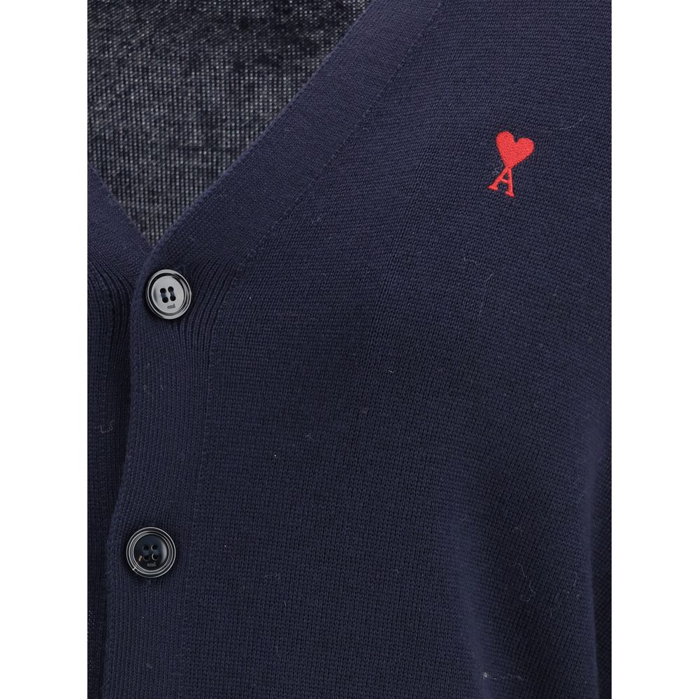 Ami Paris Blue Wool Cardigan