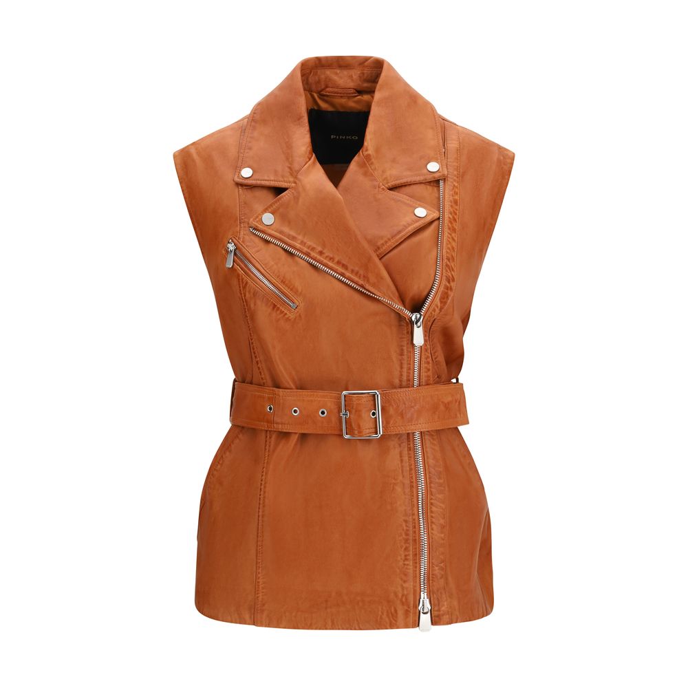 PINKO Brown Gypsy Biker Vest