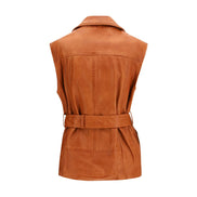 PINKO Brown Gypsy Biker Vest