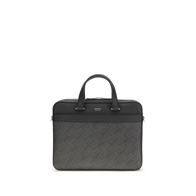 Attaché-case Ferragamo en cuir de veau gris Bos Taurus