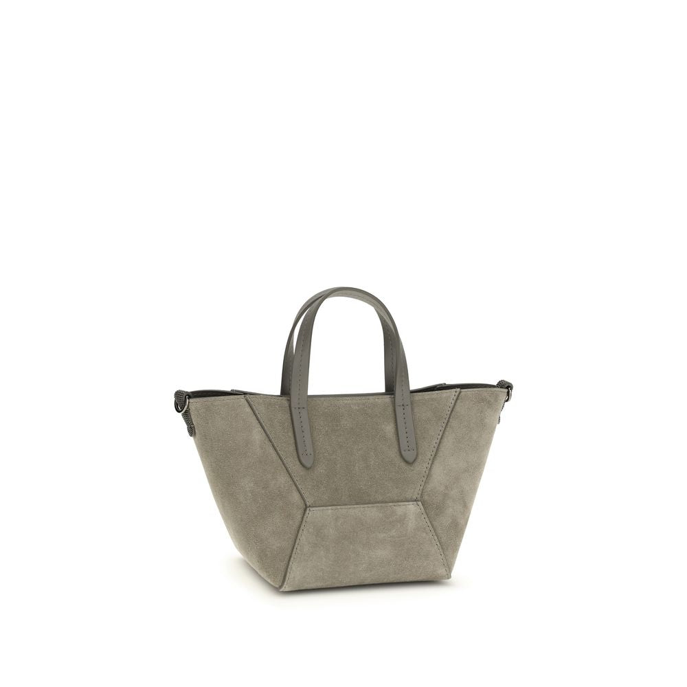 Sac porté épaule Brunello Cucinelli en veau marron Bos Taurus