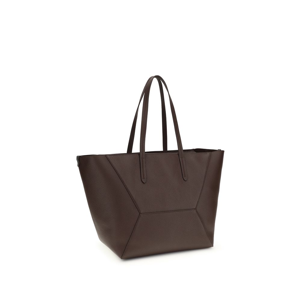 Sac porté épaule Brunello Cucinelli en veau marron Bos Taurus