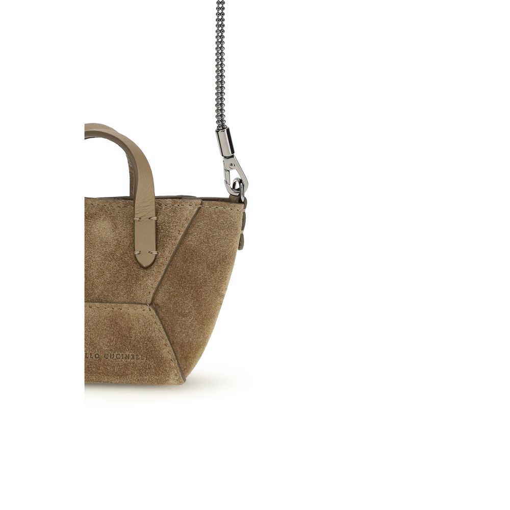 Sac porté épaule Brunello Cucinelli en veau marron Bos Taurus