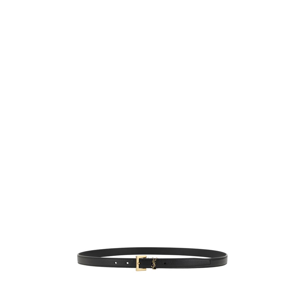 Cintura regolare Saint Laurent in pelle di vitello nera Bos Taurus