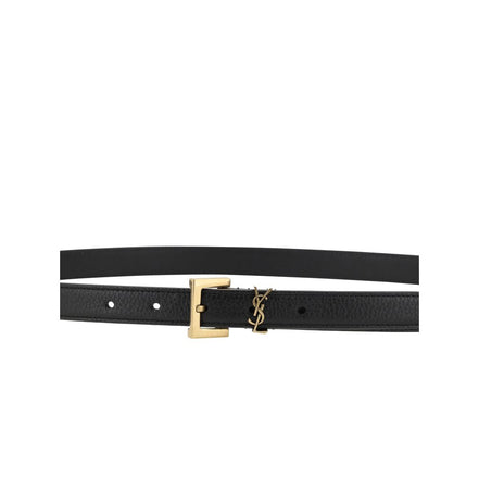 Cintura regolare Saint Laurent in pelle di vitello nera Bos Taurus