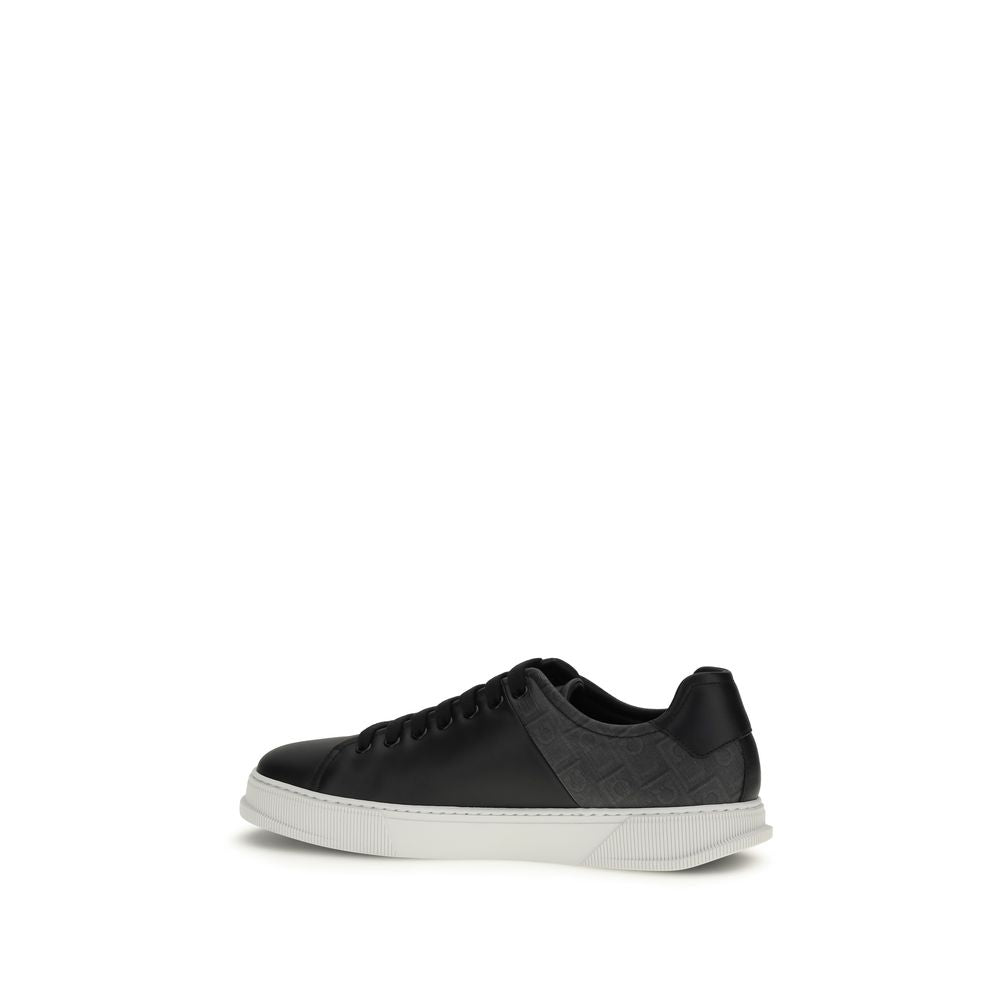 Baskets basses Ferragamo en cuir de veau noir Bos Taurus