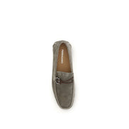 Mocassini slip-on Ferragamo in pelle di vitello grigia Bos Taurus