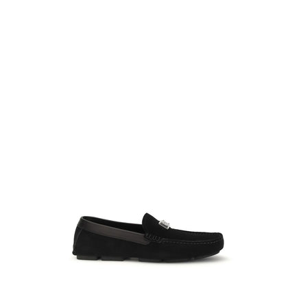Dolce & Gabbana Black Calf Leather Slip-On Loafers