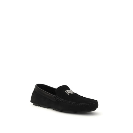 Dolce & Gabbana Black Calf Leather Slip-On Loafers