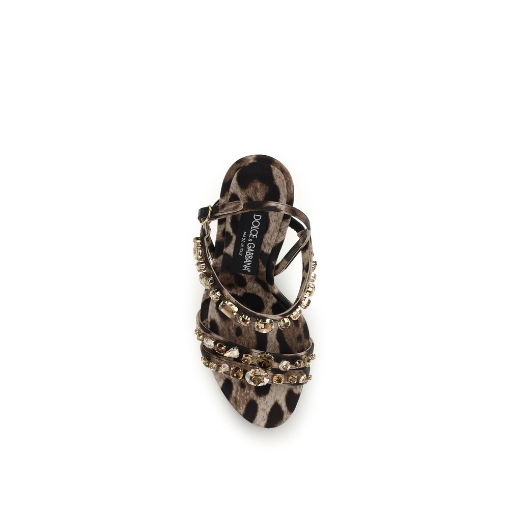 Sandales à talons aiguilles en tissu marron Dolce & Gabbana