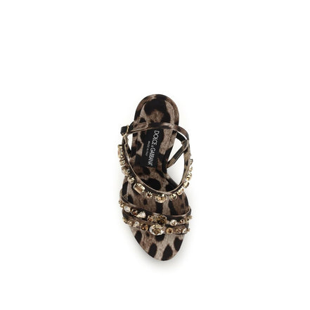 Sandales à talons aiguilles en tissu marron Dolce & Gabbana