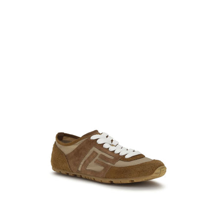 Balmain Beige Calf Leather Athletic Sneakers