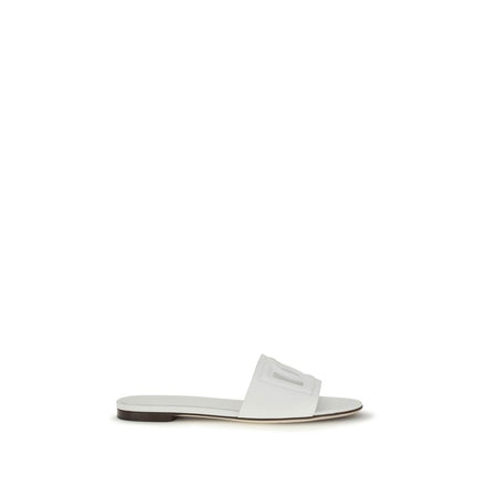 Dolce & Gabbana Sandali Bassi in Pelle di Vitello Bianca Bos Taurus