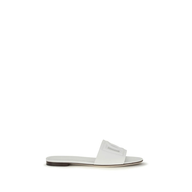 Dolce & Gabbana Sandali Bassi in Pelle di Vitello Bianca Bos Taurus