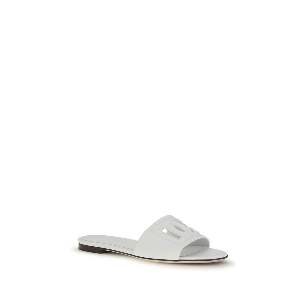 Dolce & Gabbana Sandali Bassi in Pelle di Vitello Bianca Bos Taurus