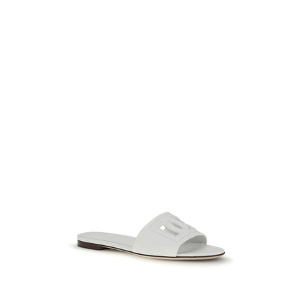 Dolce & Gabbana Sandali Bassi in Pelle di Vitello Bianca Bos Taurus