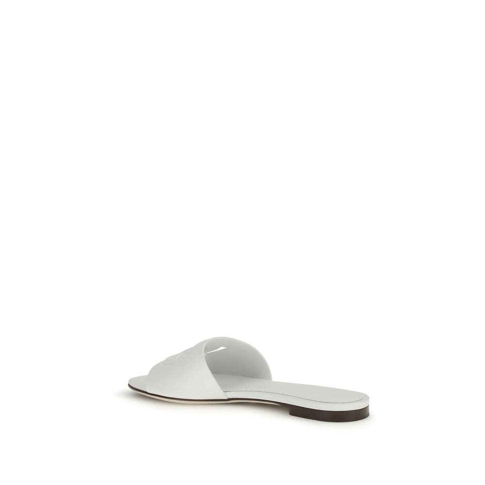 Dolce & Gabbana Sandali Bassi in Pelle di Vitello Bianca Bos Taurus