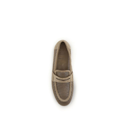 Brunello Cucinelli Beige Calf Leather Slip-On Loafers